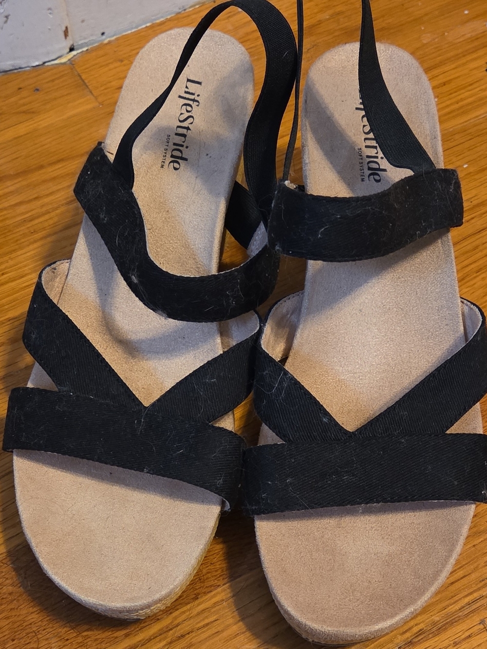 Life Stride Black Strappy Slingback Sandals